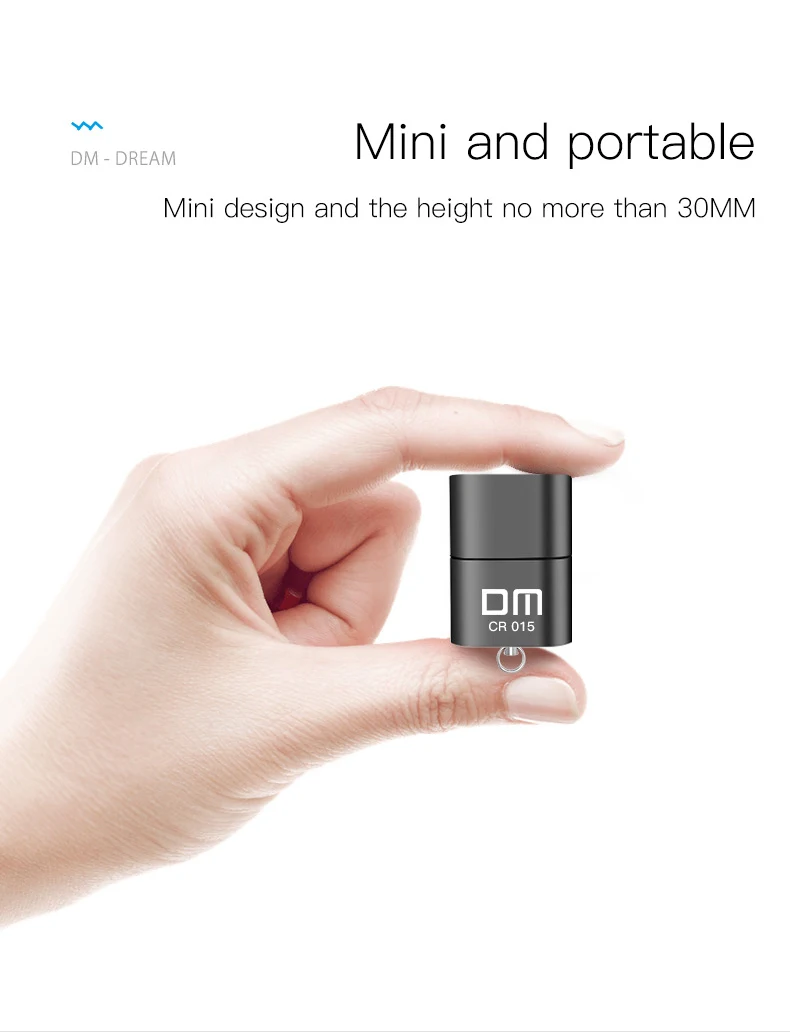 DM CR015 MicroSD Card Reader with TF Card Slot Become USB Flash Drive for Computer or for Car USB Adapter