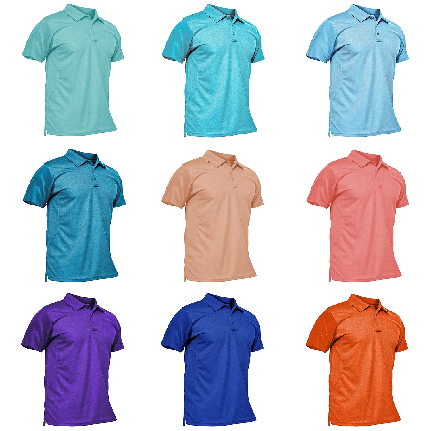 TACVASEN Summer Colorful Fashion Polo Tee Shirts Men's Short Sleeve T-shirt Quick Dry Army Team Work Green T-Shirt Tops Clothing