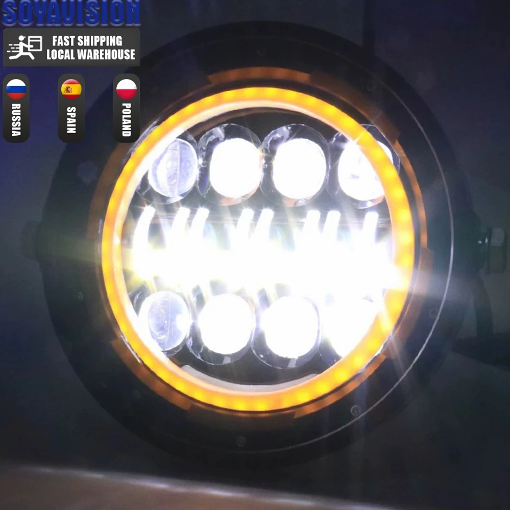 Universal 7" Led Motorcycle Headlight DRL H4 Headlamp For Honda Yamaha Suzuki Victory Kawasaki 7.5 Inch Lamp Housing Accessories