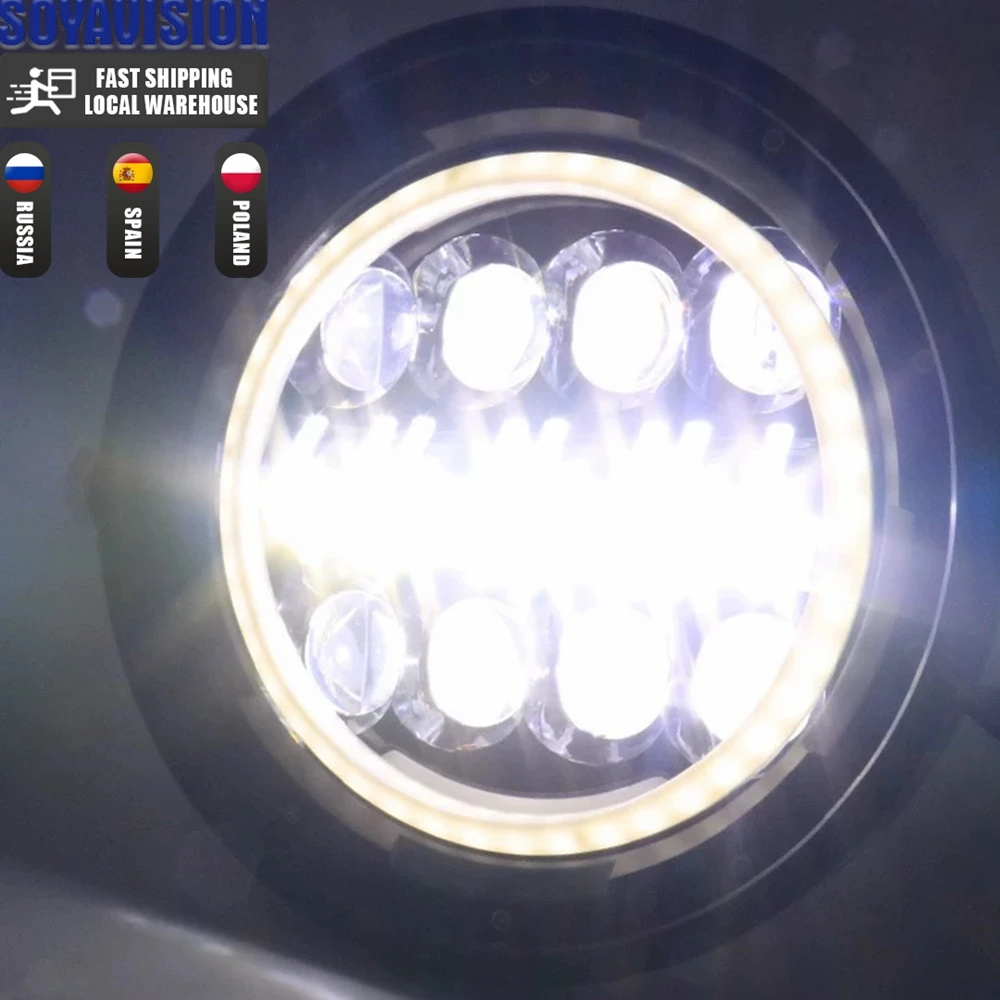 Universal 7" Led Motorcycle Headlight DRL H4 Headlamp For Honda Yamaha Suzuki Victory Kawasaki 7.5 Inch Lamp Housing Accessories