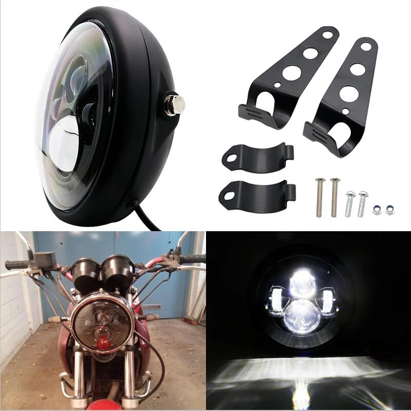 Universal 7" Led Motorcycle Headlight DRL H4 Headlamp For Honda Yamaha Suzuki Victory Kawasaki 7.5 Inch Lamp Housing Accessories