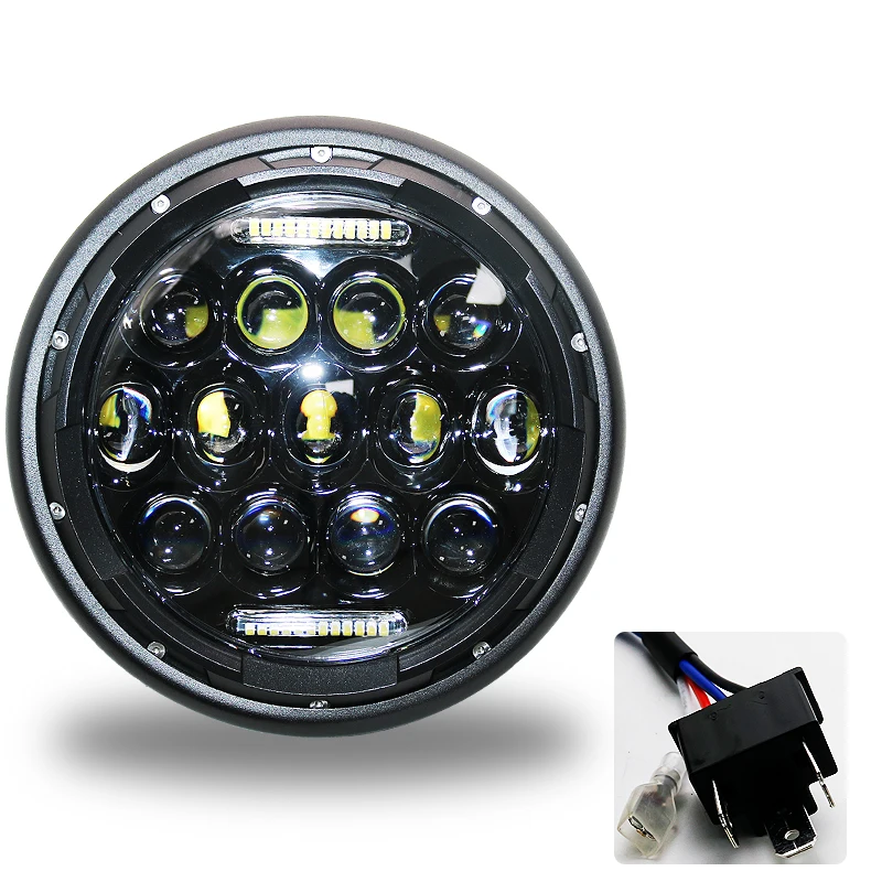 Universal 7" Led Motorcycle Headlight DRL H4 Headlamp For Honda Yamaha Suzuki Victory Kawasaki 7.5 Inch Lamp Housing Accessories