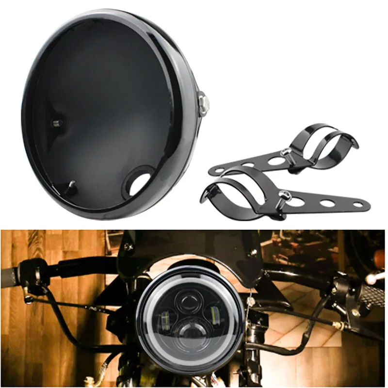 Universal 7" Led Motorcycle Headlight DRL H4 Headlamp For Honda Yamaha Suzuki Victory Kawasaki 7.5 Inch Lamp Housing Accessories
