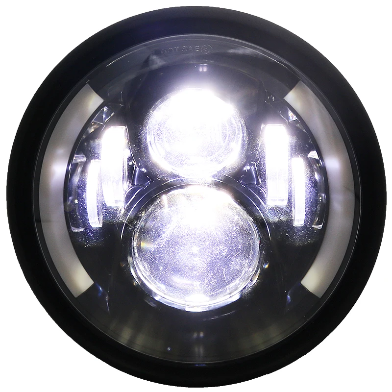 Universal 7" Led Motorcycle Headlight DRL H4 Headlamp For Honda Yamaha Suzuki Victory Kawasaki 7.5 Inch Lamp Housing Accessories