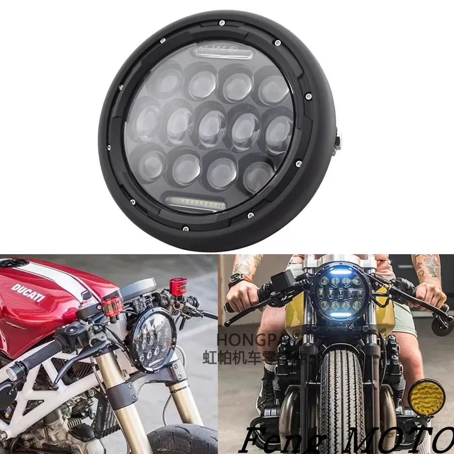 Universal 7" Led Motorcycle Headlight DRL H4 Headlamp For Honda Yamaha Suzuki Victory Kawasaki 7.5 Inch Lamp Housing Accessories
