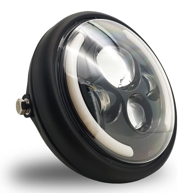 Universal 7" Led Motorcycle Headlight DRL H4 Headlamp For Honda Yamaha Suzuki Victory Kawasaki 7.5 Inch Lamp Housing Accessories