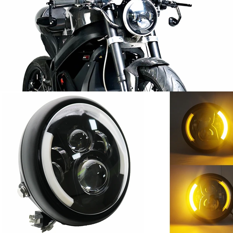 Universal 7" Led Motorcycle Headlight DRL H4 Headlamp For Honda Yamaha Suzuki Victory Kawasaki 7.5 Inch Lamp Housing Accessories