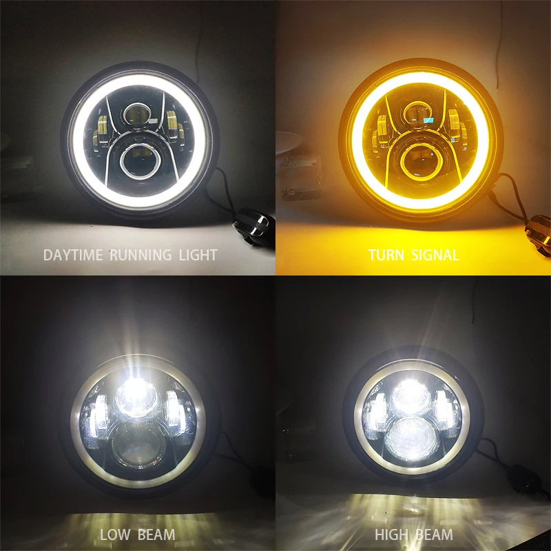 Universal 7" Led Motorcycle Headlight DRL H4 Headlamp For Honda Yamaha Suzuki Victory Kawasaki 7.5 Inch Lamp Housing Accessories