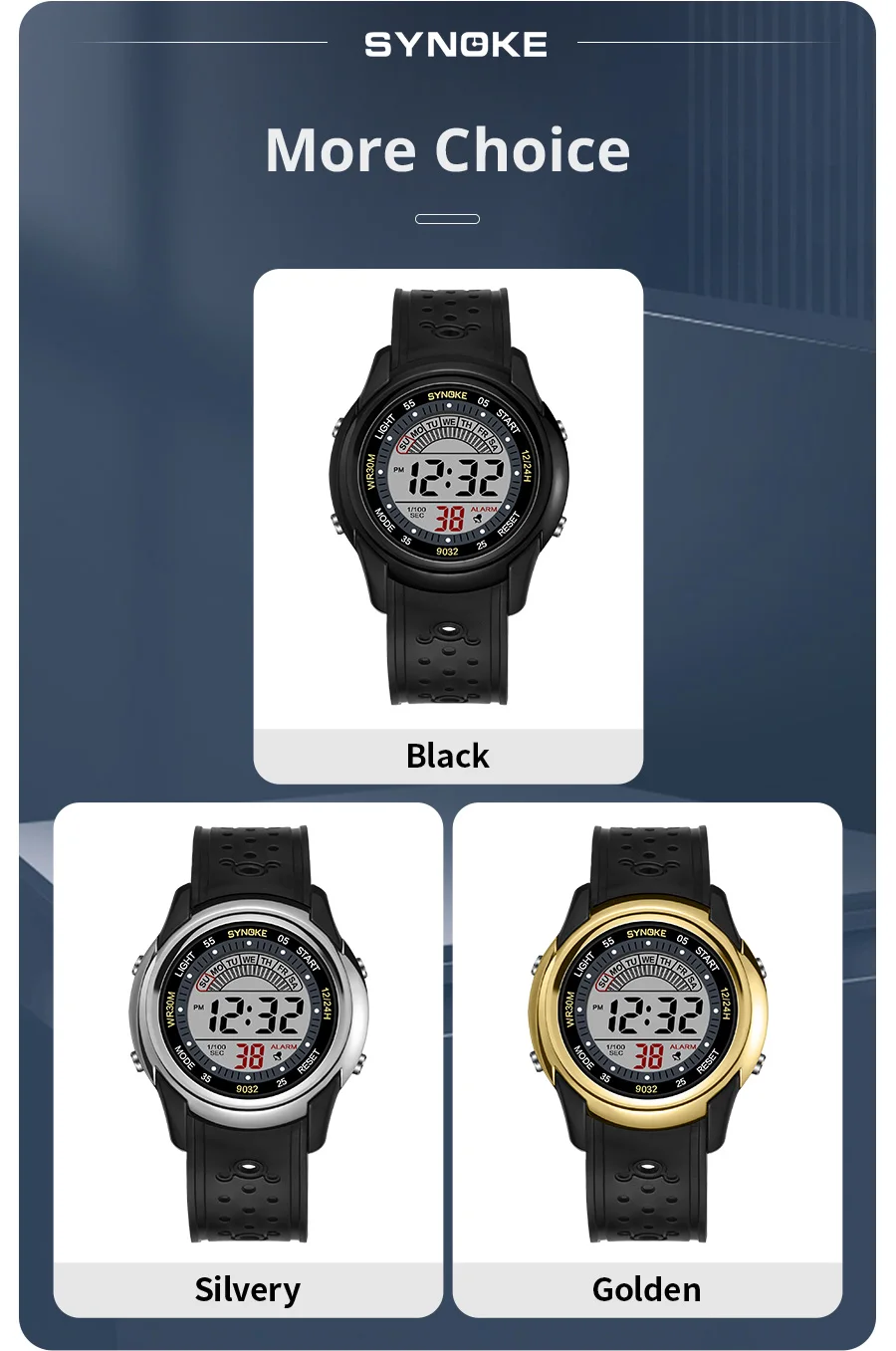 SYNOKE Electronic Watch For Mans Sport Watch Multifunction Sports Waterproof Luminous LED Digital Watch Boy Student Fashion