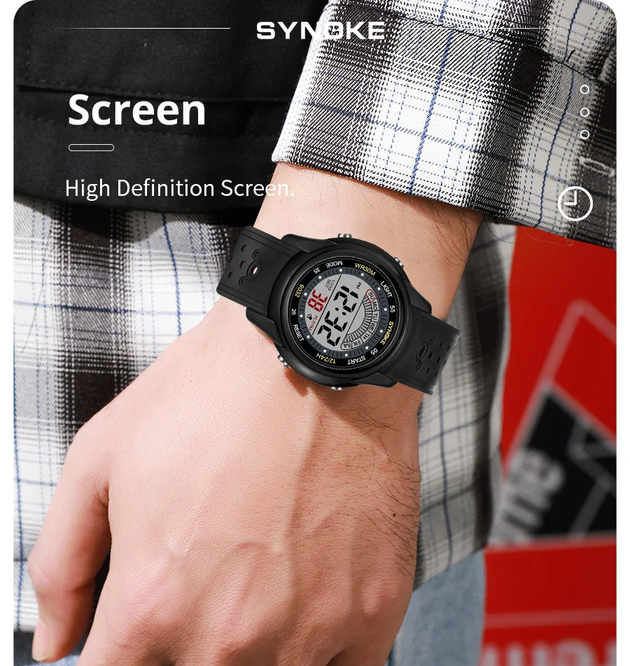 SYNOKE Electronic Watch For Mans Sport Watch Multifunction Sports Waterproof Luminous LED Digital Watch Boy Student Fashion