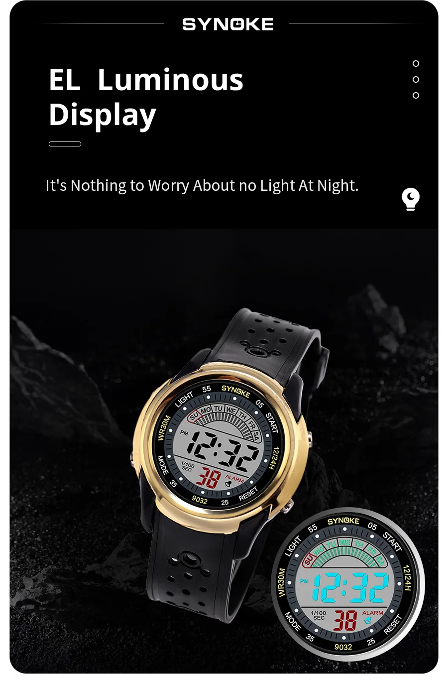 SYNOKE Electronic Watch For Mans Sport Watch Multifunction Sports Waterproof Luminous LED Digital Watch Boy Student Fashion