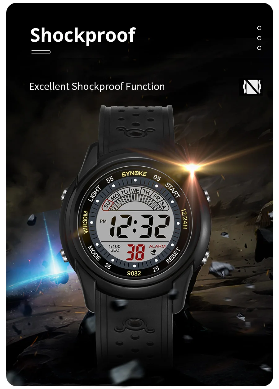 SYNOKE Electronic Watch For Mans Sport Watch Multifunction Sports Waterproof Luminous LED Digital Watch Boy Student Fashion