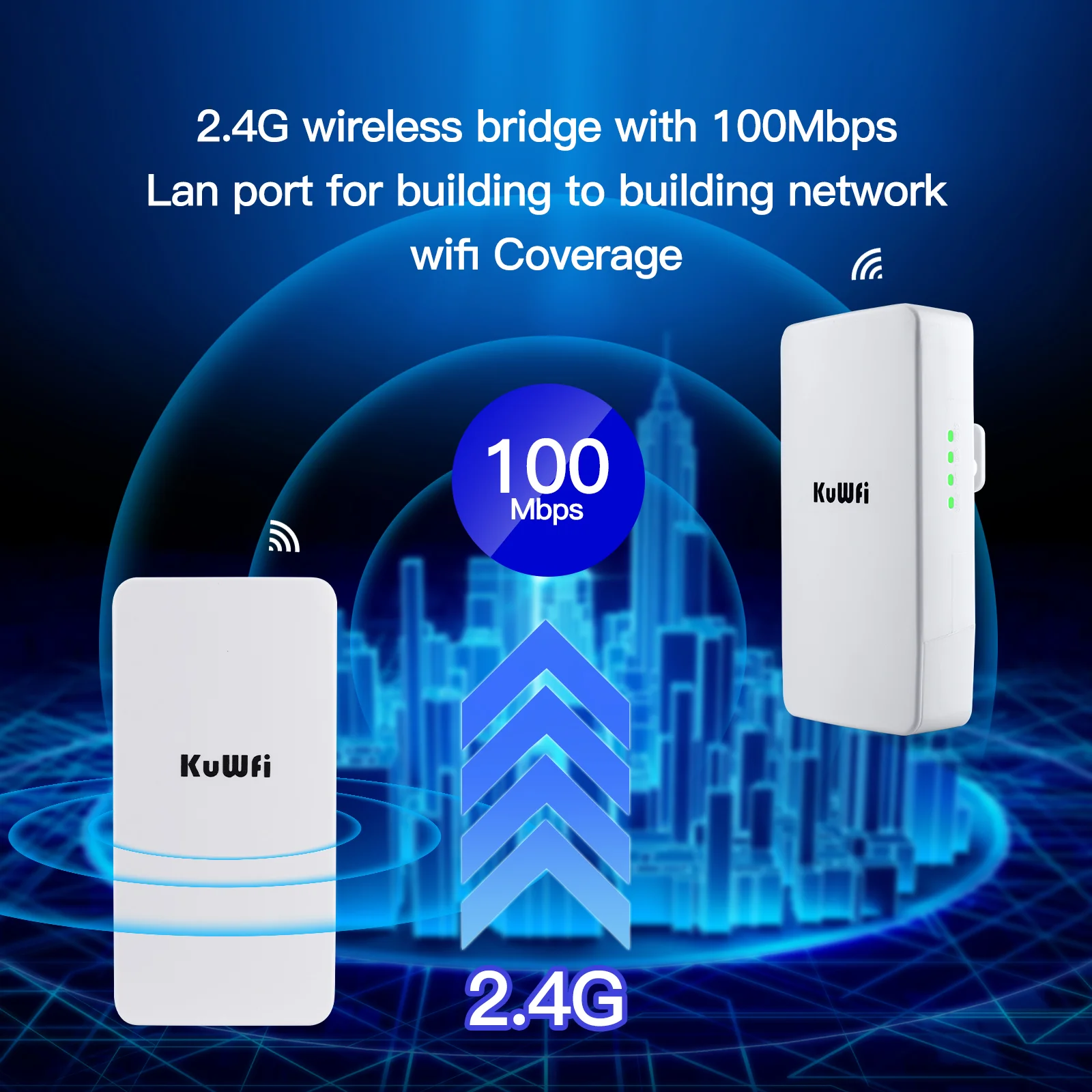 KuWFi 2.4Ghz 300Mbps Outdoor CPE Bridge Wireless Wifi Router AP Repeater Mode Long Range Extender Wireless Bridge PTP PTMP 1KM
