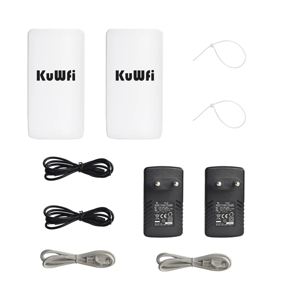 KuWFi 2.4Ghz 300Mbps Outdoor CPE Bridge Wireless Wifi Router AP Repeater Mode Long Range Extender Wireless Bridge PTP PTMP 1KM