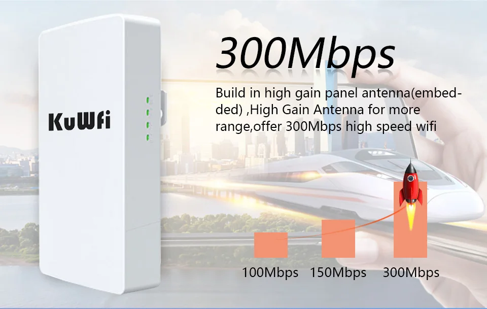 KuWFi 2.4Ghz 300Mbps Outdoor CPE Bridge Wireless Wifi Router AP Repeater Mode Long Range Extender Wireless Bridge PTP PTMP 1KM