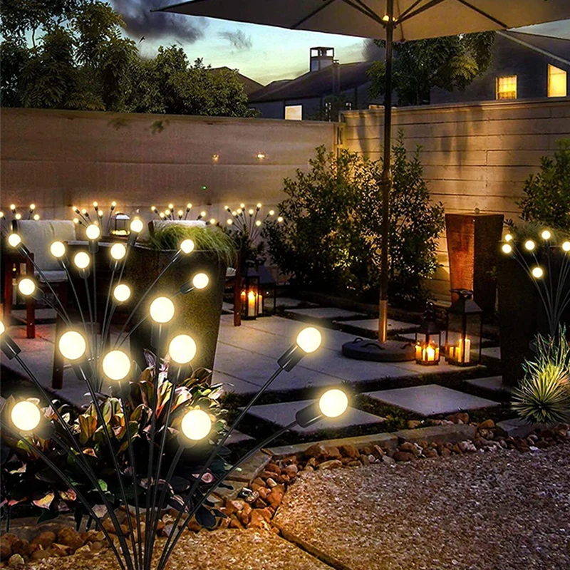 Garden Lights-New Upgraded Solar Powered Firefly Lights Outdoor Waterproof Vibran Garden Lights for Decorationi