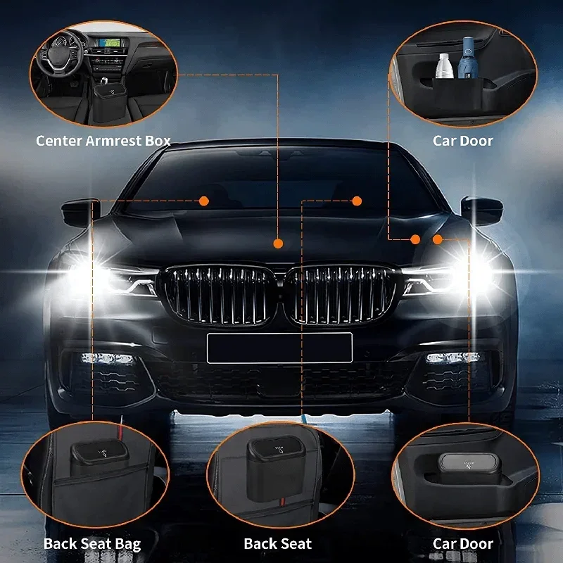 Car Trash Can (with Lid) Contains 60 (300) Garbage Bags, Small Car Trash Can, Leak-proof Mini Car Accessories