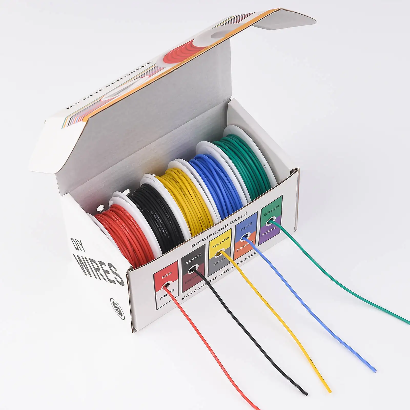 22AWG Electric Wire Flexible Silicone Wires 22 Gauge Stranded Tinned Copper Wire 5 Colors 16.4ft/5m Each or 32.8ft/10m Each