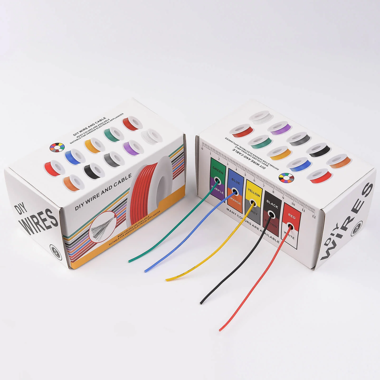 22AWG Electric Wire Flexible Silicone Wires 22 Gauge Stranded Tinned Copper Wire 5 Colors 16.4ft/5m Each or 32.8ft/10m Each