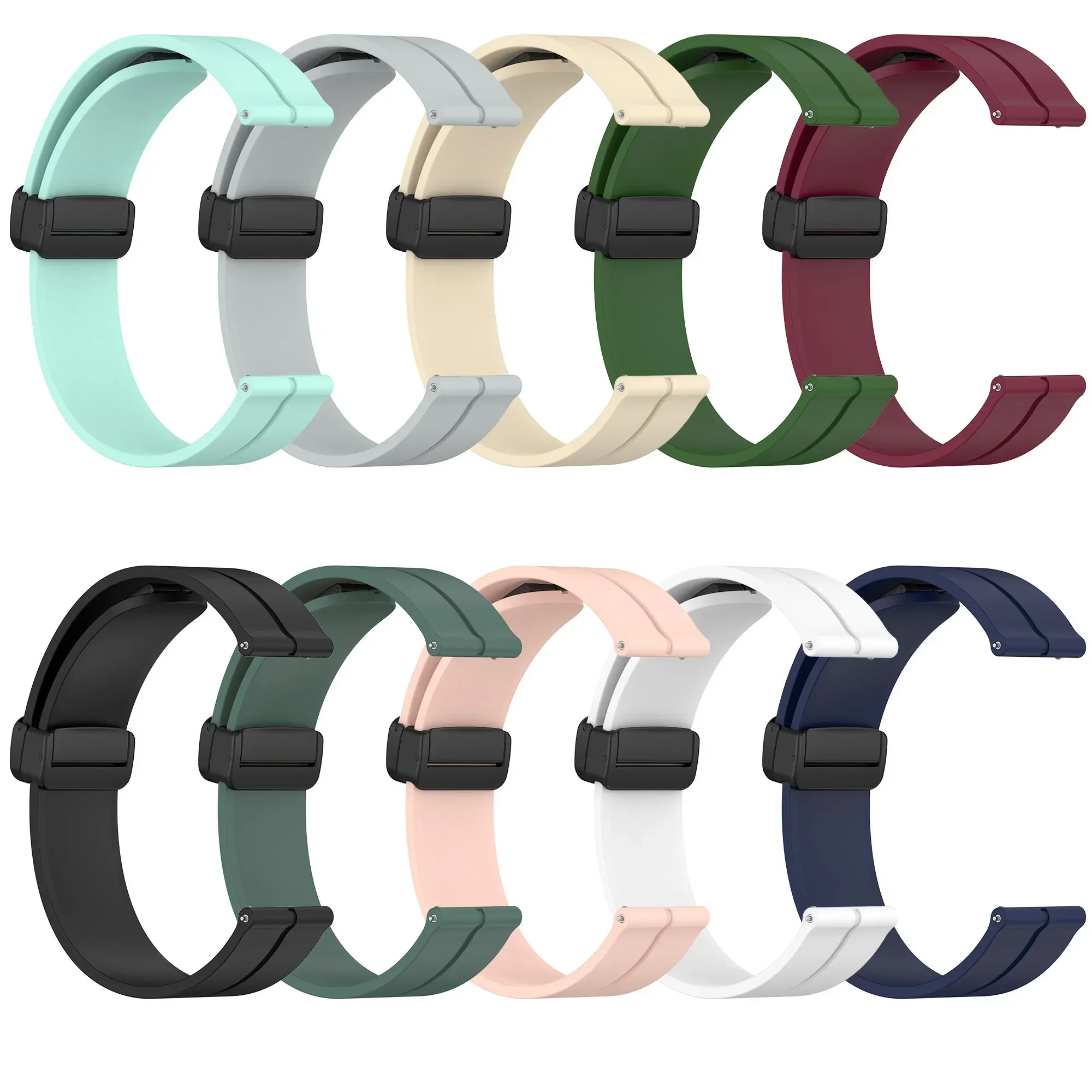 20mm 22mm Strap for Samsung Galaxy Watch 6/4/5 Pro/Classic/Gear S3/Active 2 Sport Silicone Magnetic Buckle Huawei GT 2 2e 3 Band
