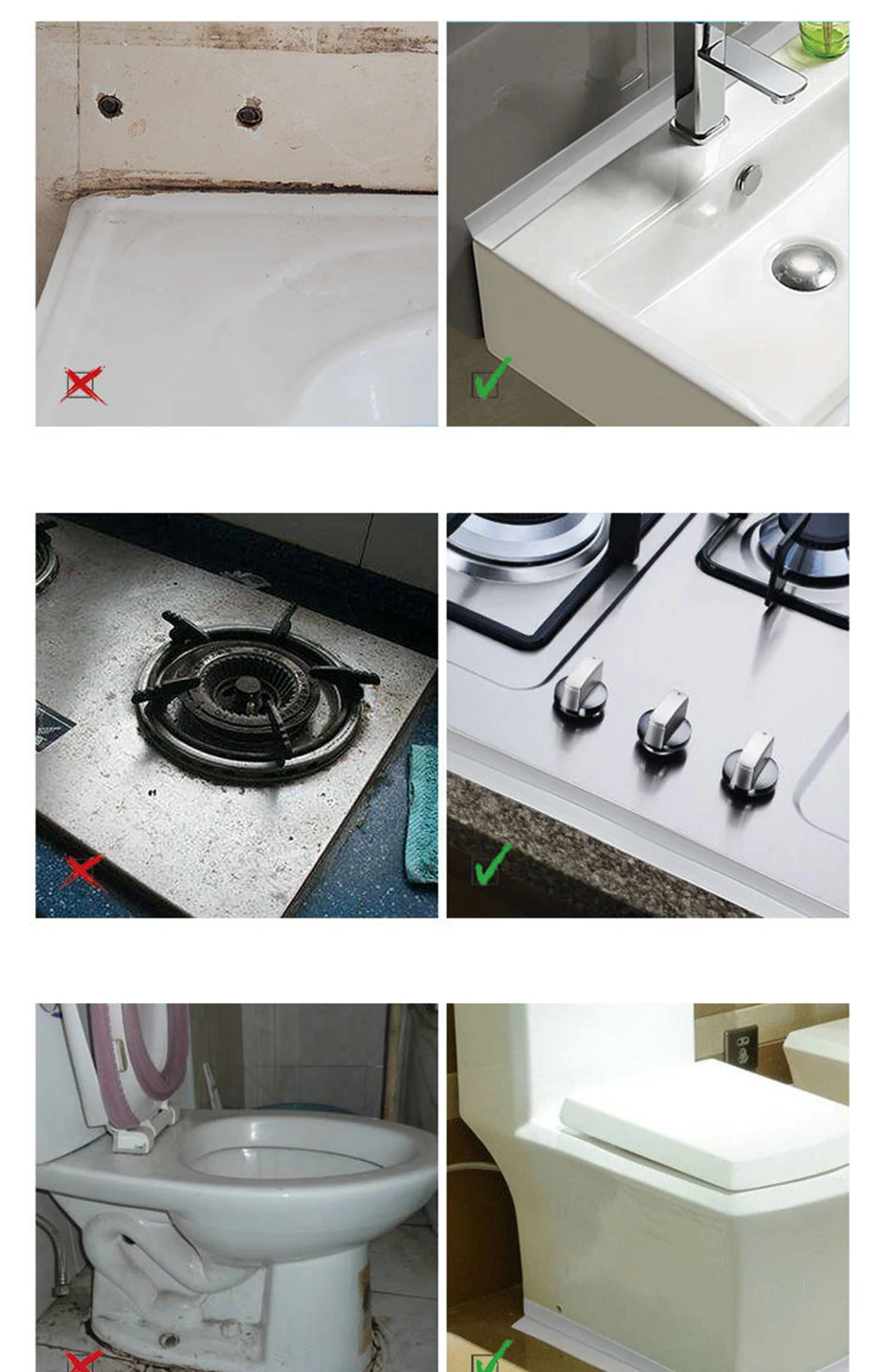 3.2M Bath Caulk Tape Self Adhesive PVC Oil-Proof Kitchen Sink Edge Corner Wall Sticker Waterproof Toilet Sealing Strip Tape
