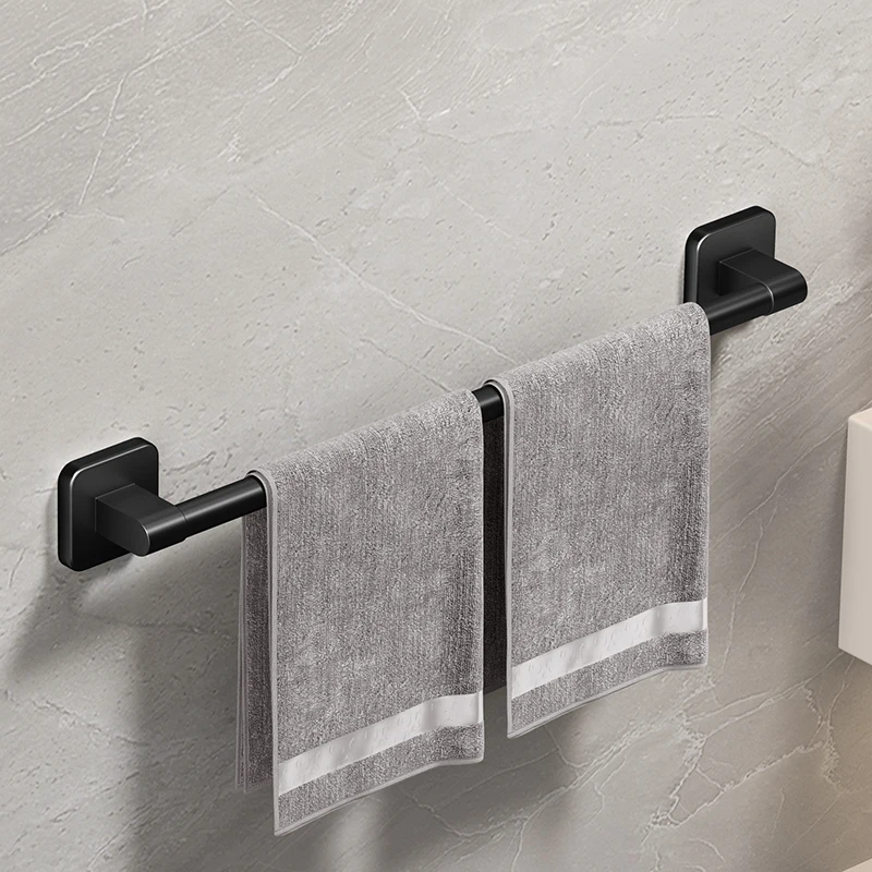 Bathroom Towel Holder White Without Drilling Bathroom Black Towel Rack Towel Bar Self-Adhesive Bathroom Towel Rack Towel Rail