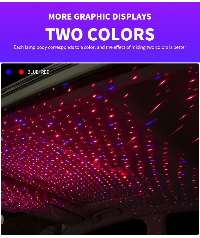 LED Starry Sky Lamp Car Laser Star Roof Light 5V USB Powered Galaxy Star Atmosphere Light Projector Lamp For Room Ceiling Decor