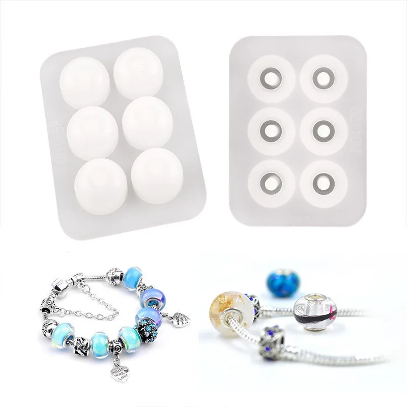 SNASAN Silicone Mold For 12mm 16mm Beads With Big Hole Jewelry Making Necklace Bracelet Bead Epoxy Resin Silicone Mould Handmade