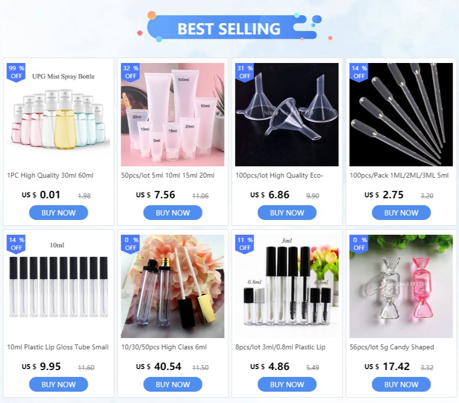 6pcs/lot 3ml/0.8ml Plastic Lip Gloss Tube Small Lipstick Tube/Mascara Eyelawith Leakproof Inner Sample Cosmetic Container