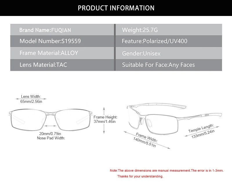 Fashion Driving Polarized Sunglasses Men High Quality Metal Square Male Sun Glasses Stylish Outdoor Anti Glare Travelling Shades