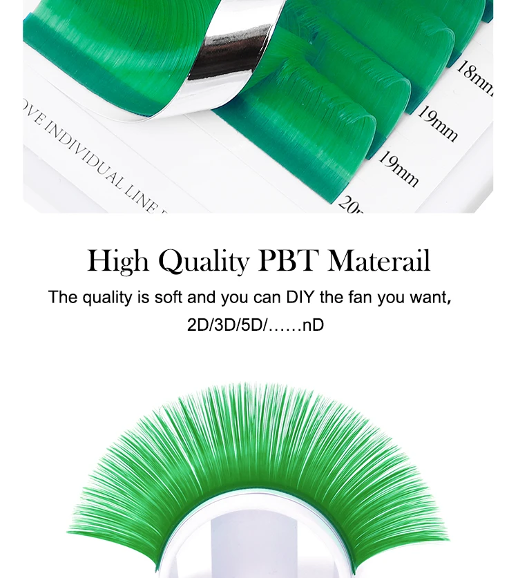 Fadvan Colorful Easy Fanning Eyelashes Extension Red Green Blue Brown Purple Colorful Auto Blooming Makeup Lashes 15-20mm Long