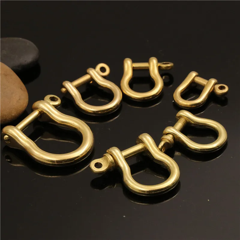 Solid Brass Carabiner D Bow Shackle Fob Key Ring Keychain Hook Screw Joint Connector Buckle