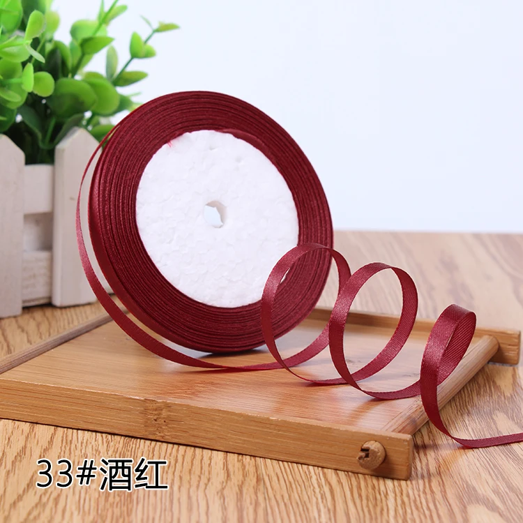New 1/4"6mm (22 Meters/roll) Red Color Grosgrain Ribbon Wedding Decoration Making Bowknots Gift Packing Belt Sewing Accessories