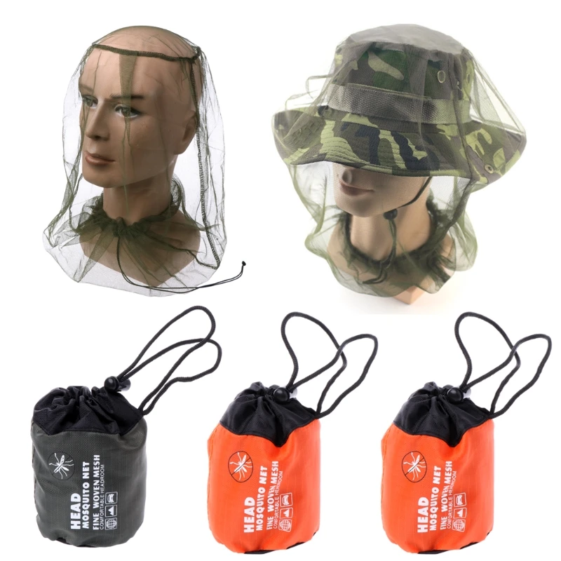 Mosquito Bee Insect Mesh Head Face Protector Fishing Hunting Net Hat Mask Caps