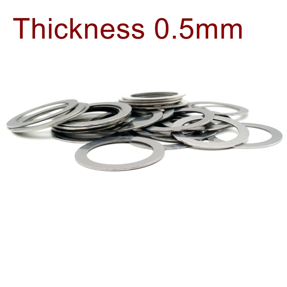 M12-M70 Shim Stainless Steel Ultra Thin Adjusting Flat Washer High Precision Axle Bearing Spacer Gasket Thick 0.1 0.2 0.3 0.5 1.