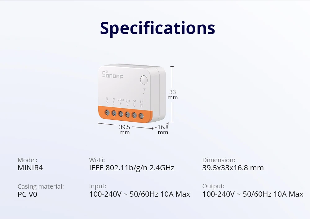 Sonoff Mini R4 Extreme Wifi Smart Switch Interruptor with Relay On-Off DIY Switch Module EWELINK APP Control Works with Alexa