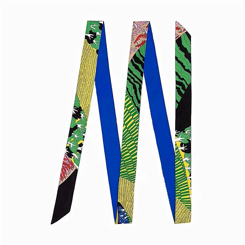 200cm "City of Animals" Brand Long Women Scarf Fashion Female Belt Skinny Head Scarves For Ladies Silk Scarf Tie Bag Ribbons