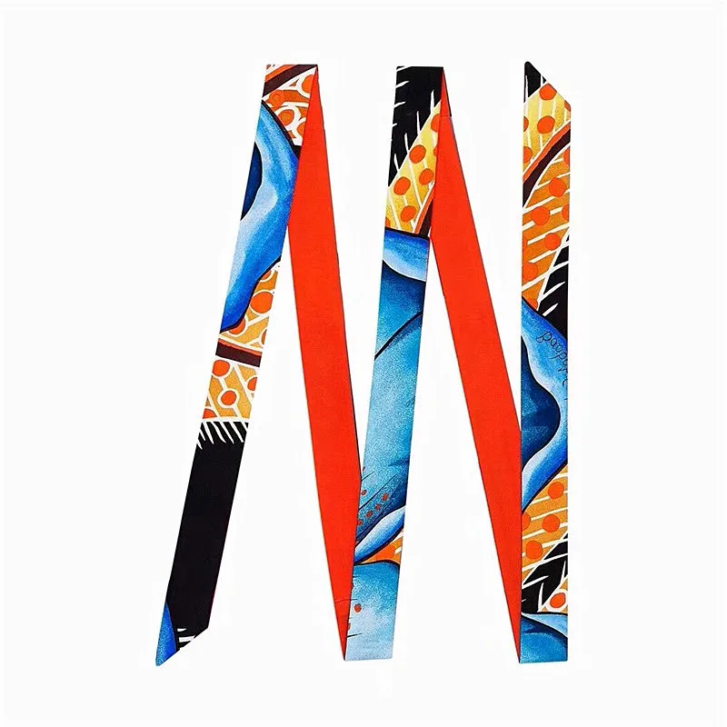 200cm "City of Animals" Brand Long Women Scarf Fashion Female Belt Skinny Head Scarves For Ladies Silk Scarf Tie Bag Ribbons