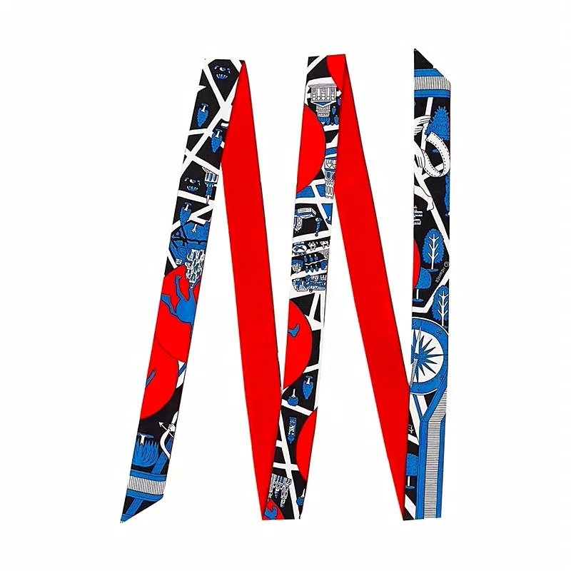 200cm "City of Animals" Brand Long Women Scarf Fashion Female Belt Skinny Head Scarves For Ladies Silk Scarf Tie Bag Ribbons