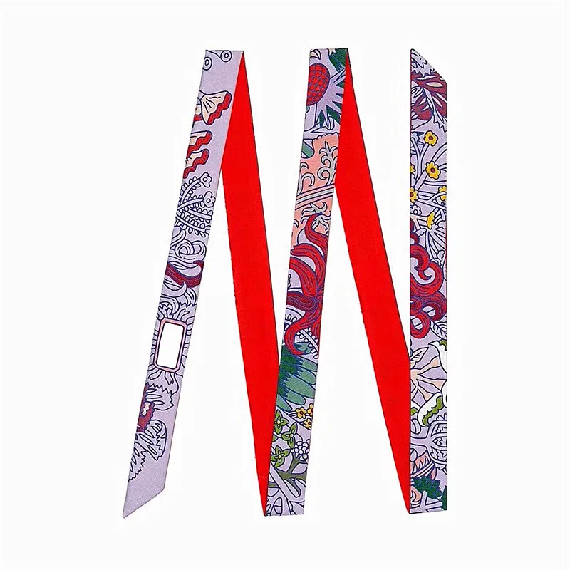 200cm "City of Animals" Brand Long Women Scarf Fashion Female Belt Skinny Head Scarves For Ladies Silk Scarf Tie Bag Ribbons