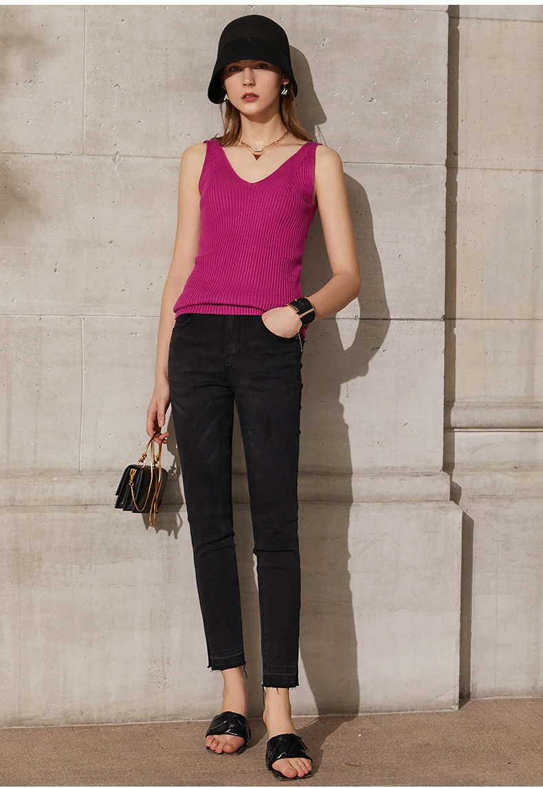 Amii Minimalism Summer New Women's Camisole Tops Office Lady Solid V-neck Sexy Slim Vest Girls Tank Streetwear Tops 12321058