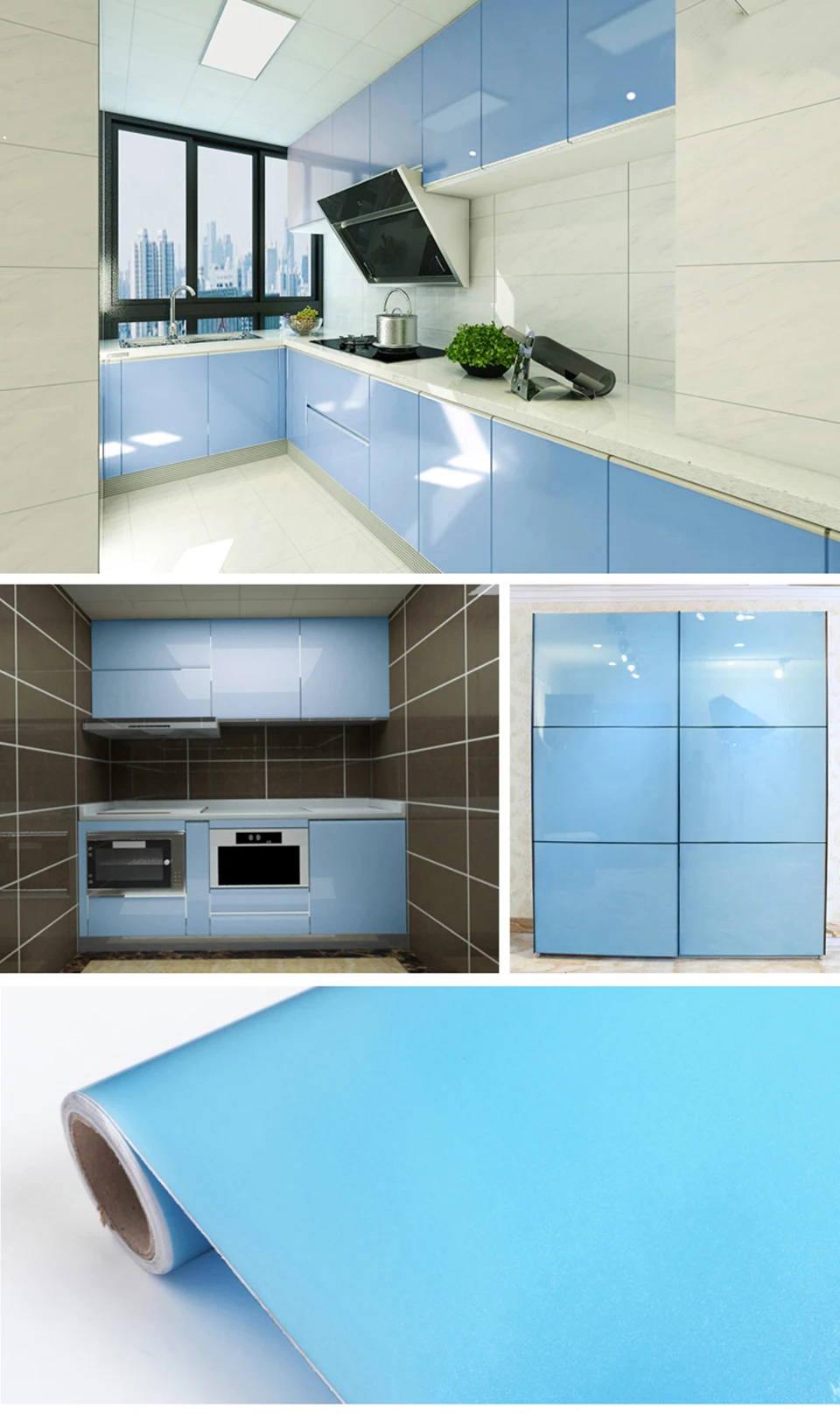 60CM Vinyl Self-adhesive Marble Wallpaper PVC DIY Waterproof Oilproof Wall Stickers Kitchen Bathroom Cabinets Counter Decoration