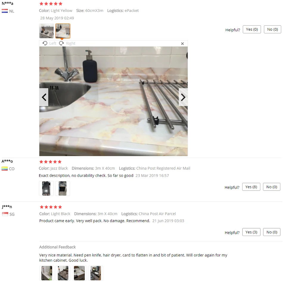 60CM Vinyl Self-adhesive Marble Wallpaper PVC DIY Waterproof Oilproof Wall Stickers Kitchen Bathroom Cabinets Counter Decoration