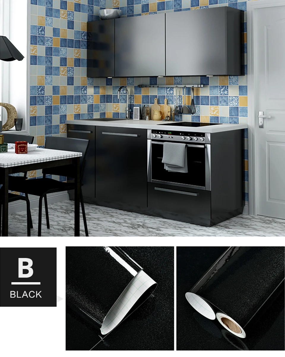 60CM Vinyl Self-adhesive Marble Wallpaper PVC DIY Waterproof Oilproof Wall Stickers Kitchen Bathroom Cabinets Counter Decoration