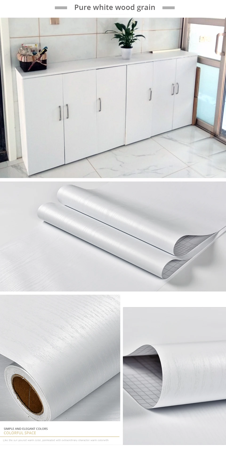 60CM Vinyl Self-adhesive Marble Wallpaper PVC DIY Waterproof Oilproof Wall Stickers Kitchen Bathroom Cabinets Counter Decoration