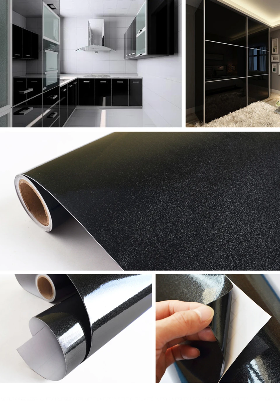 60CM Vinyl Self-adhesive Marble Wallpaper PVC DIY Waterproof Oilproof Wall Stickers Kitchen Bathroom Cabinets Counter Decoration