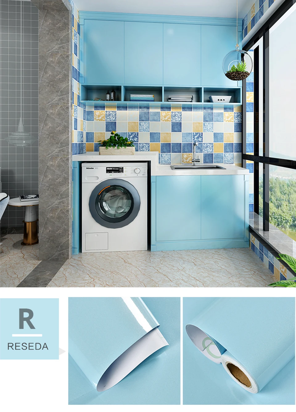 60CM Vinyl Self-adhesive Marble Wallpaper PVC DIY Waterproof Oilproof Wall Stickers Kitchen Bathroom Cabinets Counter Decoration