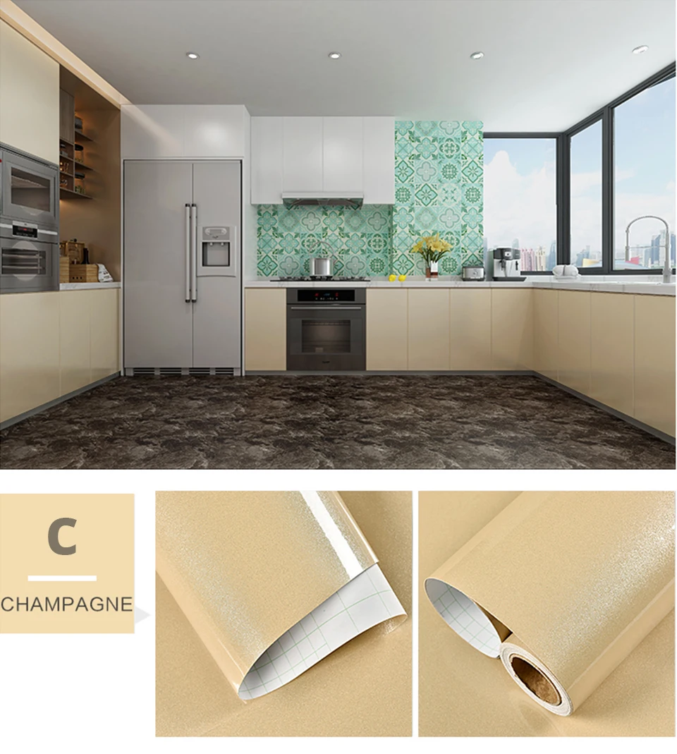 60CM Vinyl Self-adhesive Marble Wallpaper PVC DIY Waterproof Oilproof Wall Stickers Kitchen Bathroom Cabinets Counter Decoration