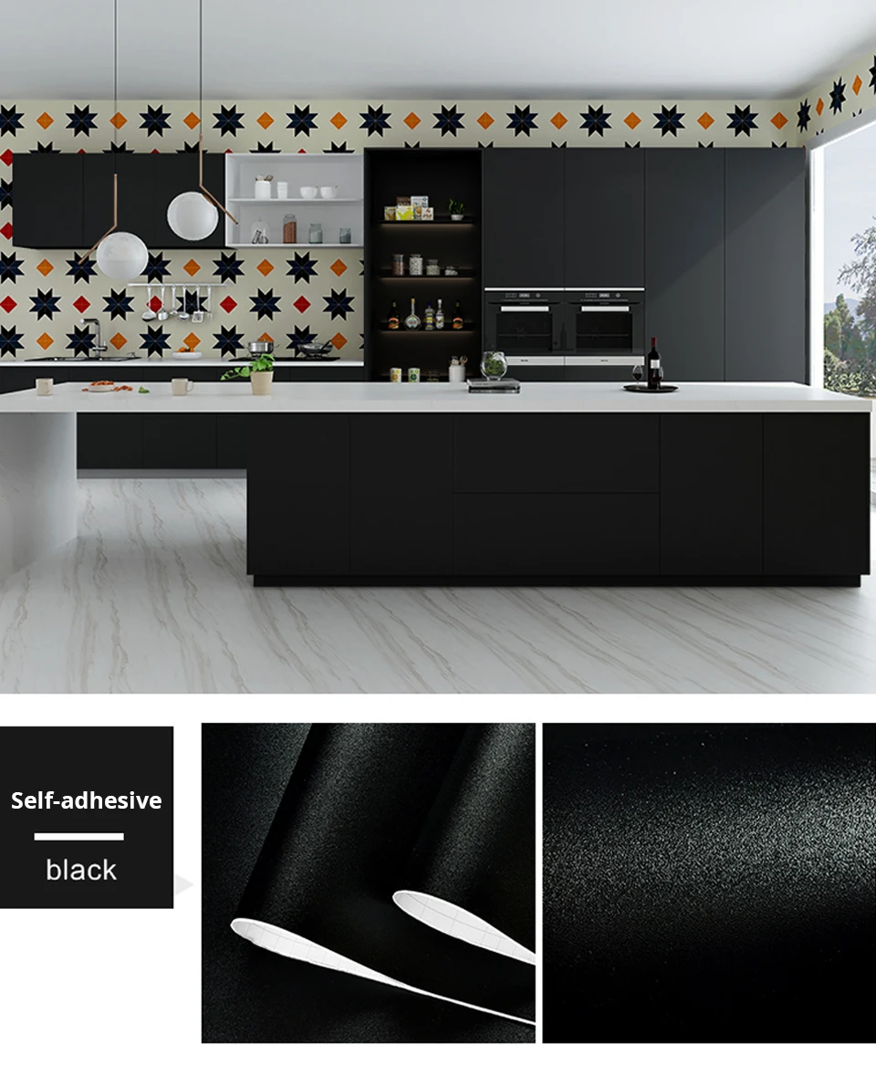 60CM Vinyl Self-adhesive Marble Wallpaper PVC DIY Waterproof Oilproof Wall Stickers Kitchen Bathroom Cabinets Counter Decoration