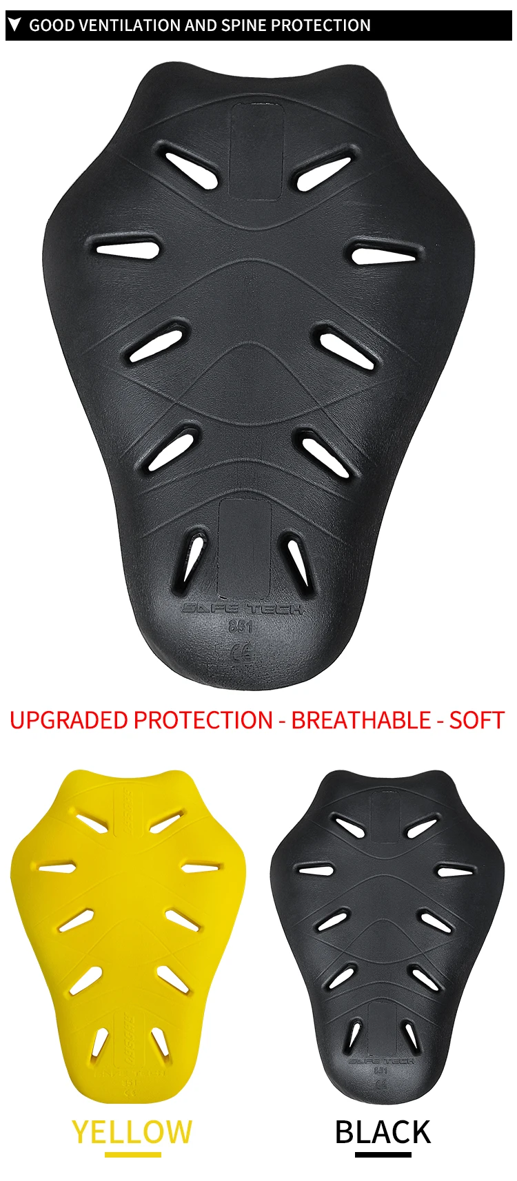 LYSCHY Motorcycle Back Protector Armor CE 2 Level Certification Body Protection Motorbike Motocross Racing Built-in Back Armor